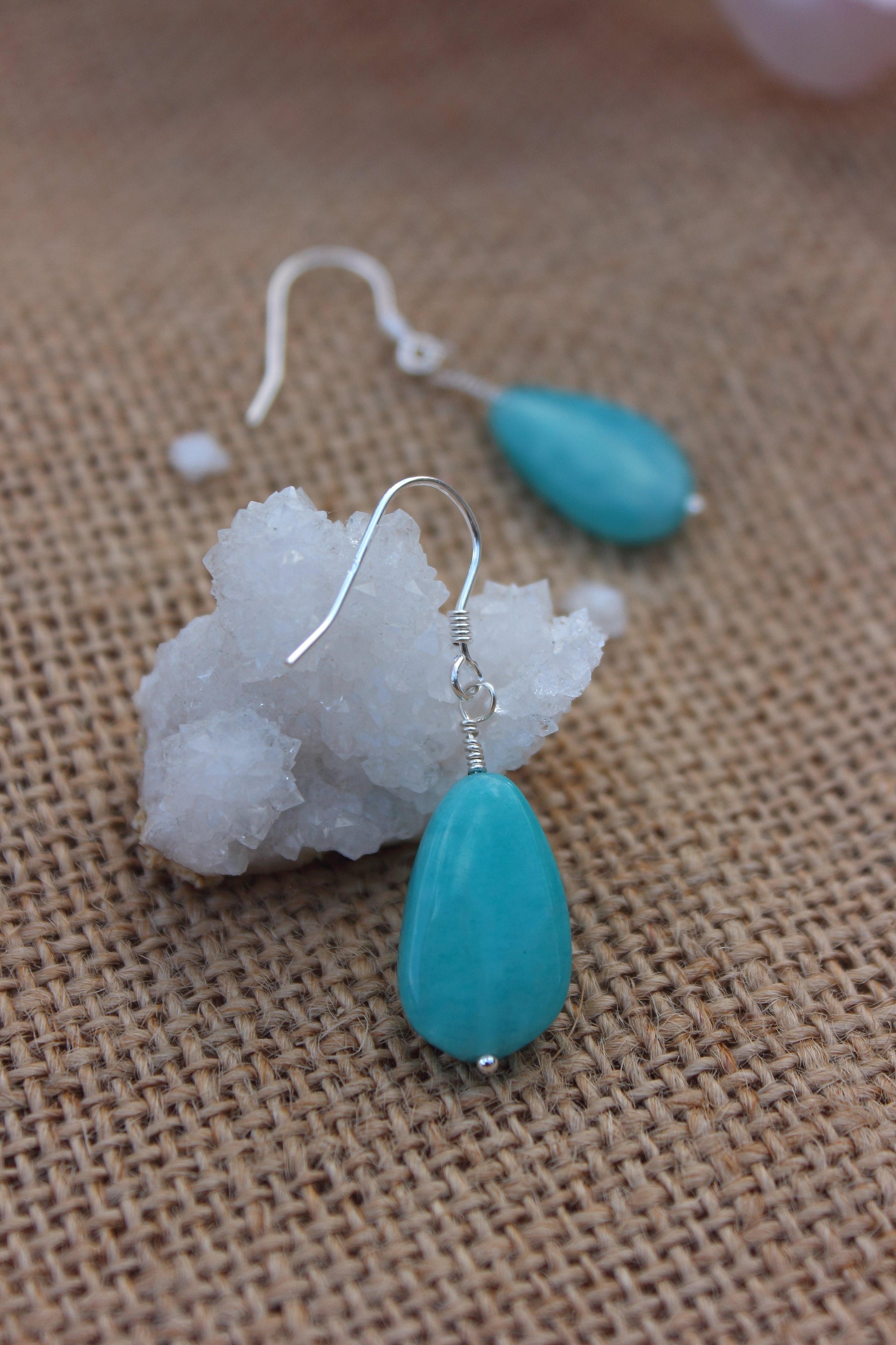 Amazonite Tear Drop Earrings