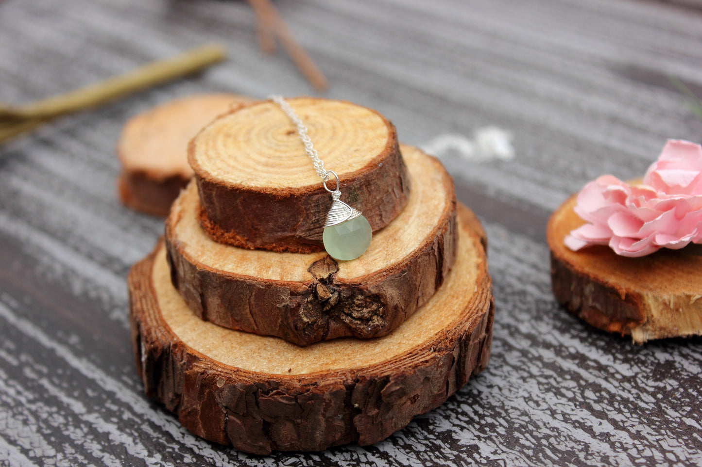 Green Chalcedony Briolette Necklace