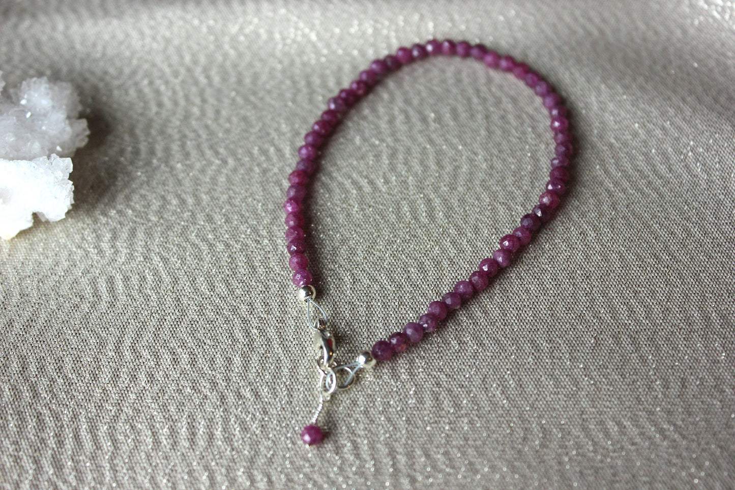 Ruby faceted bracelet