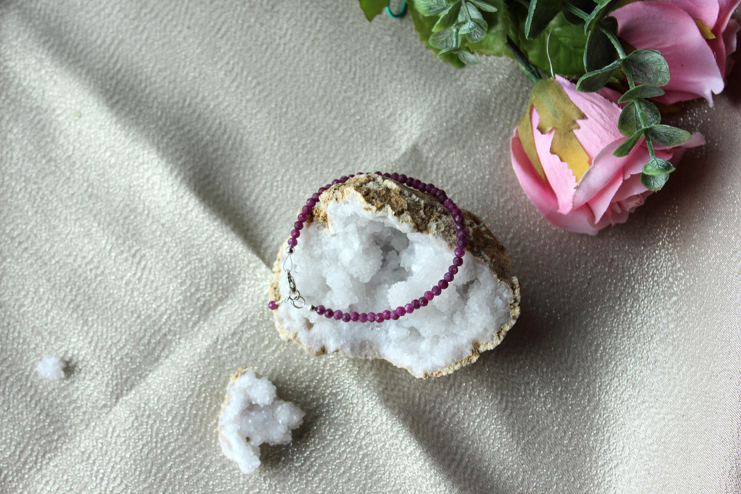 Ruby faceted bracelet