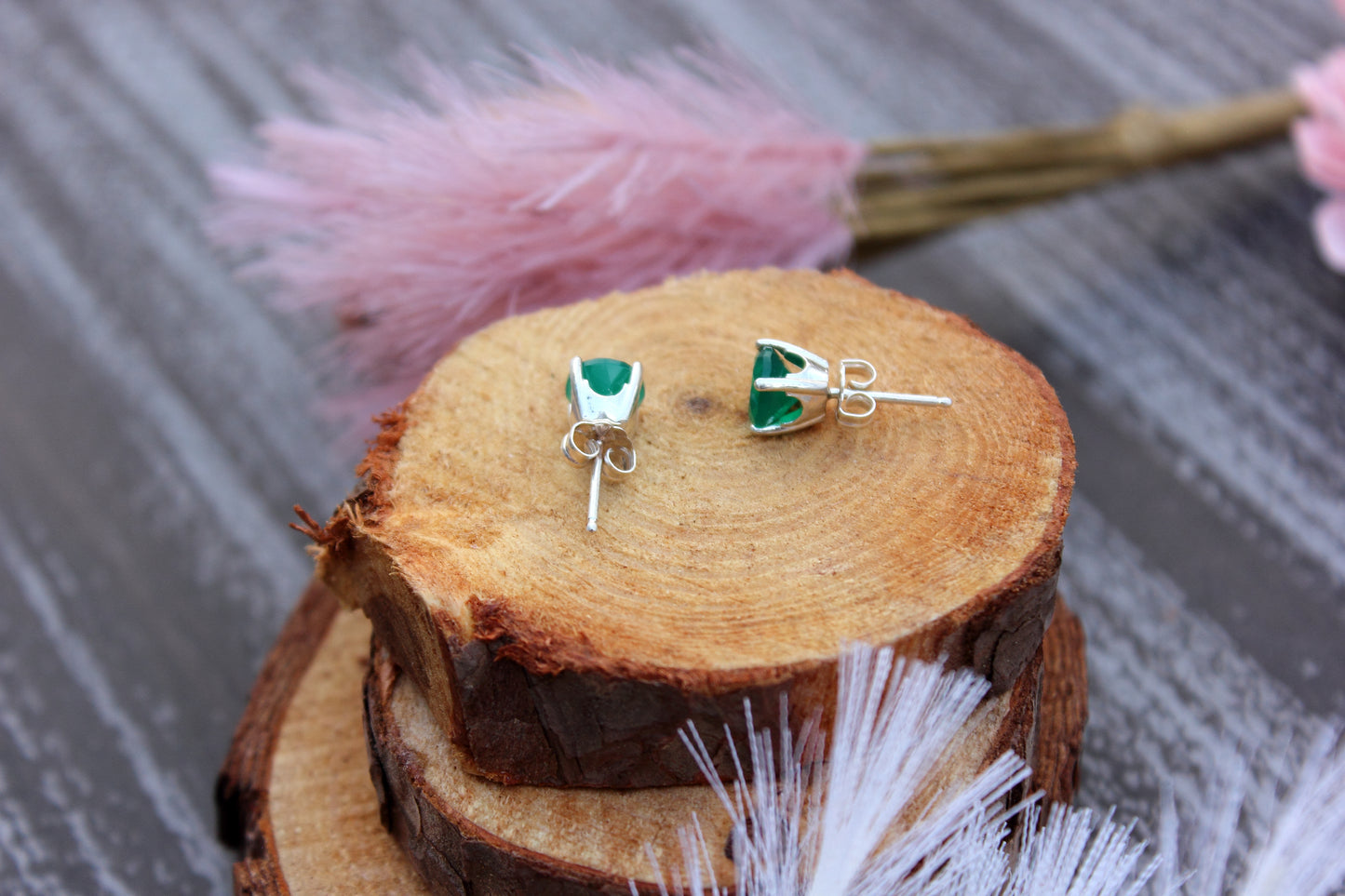 Green Onyx Stud Earrings