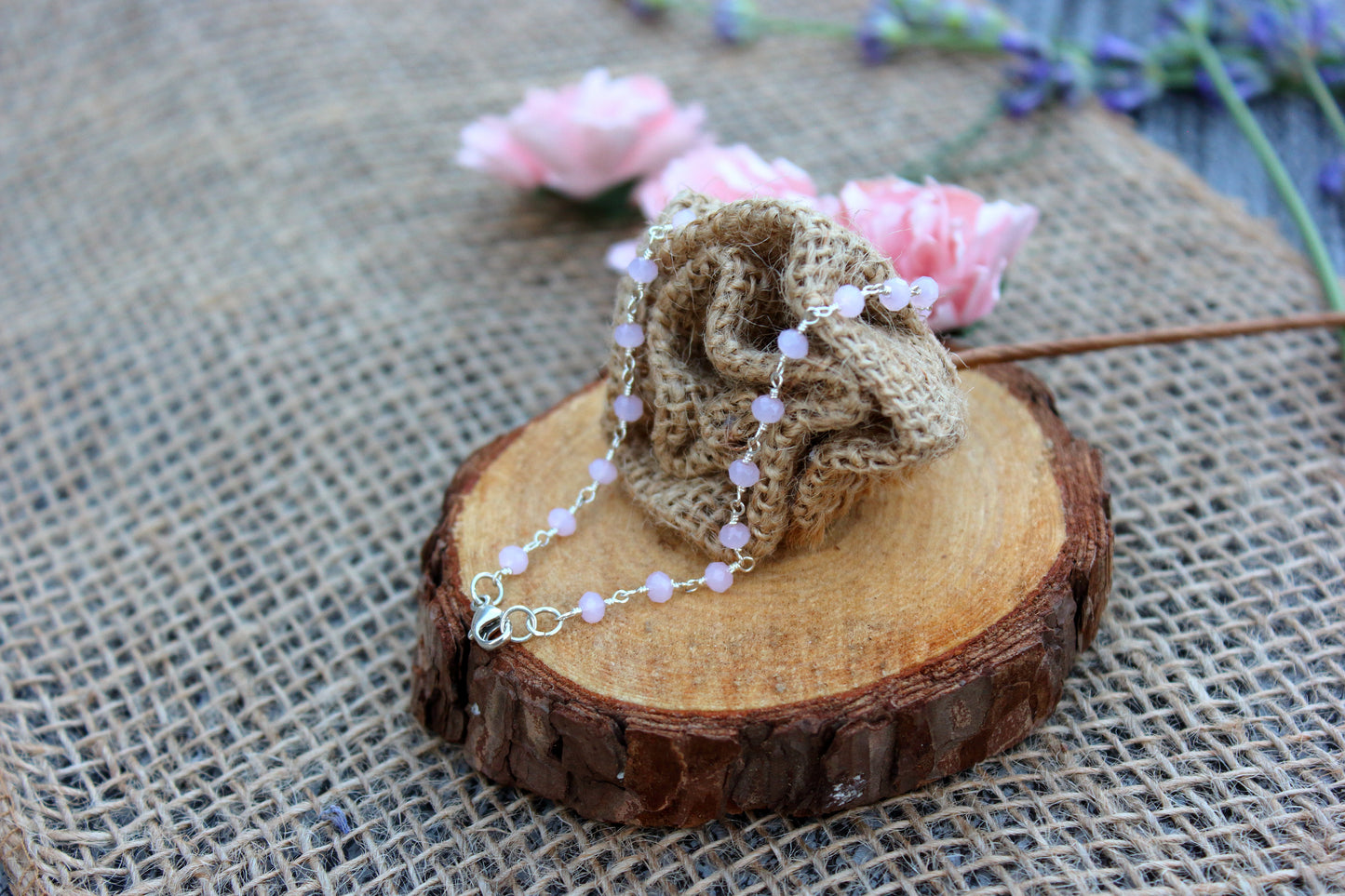 Rose quartz rosary chain