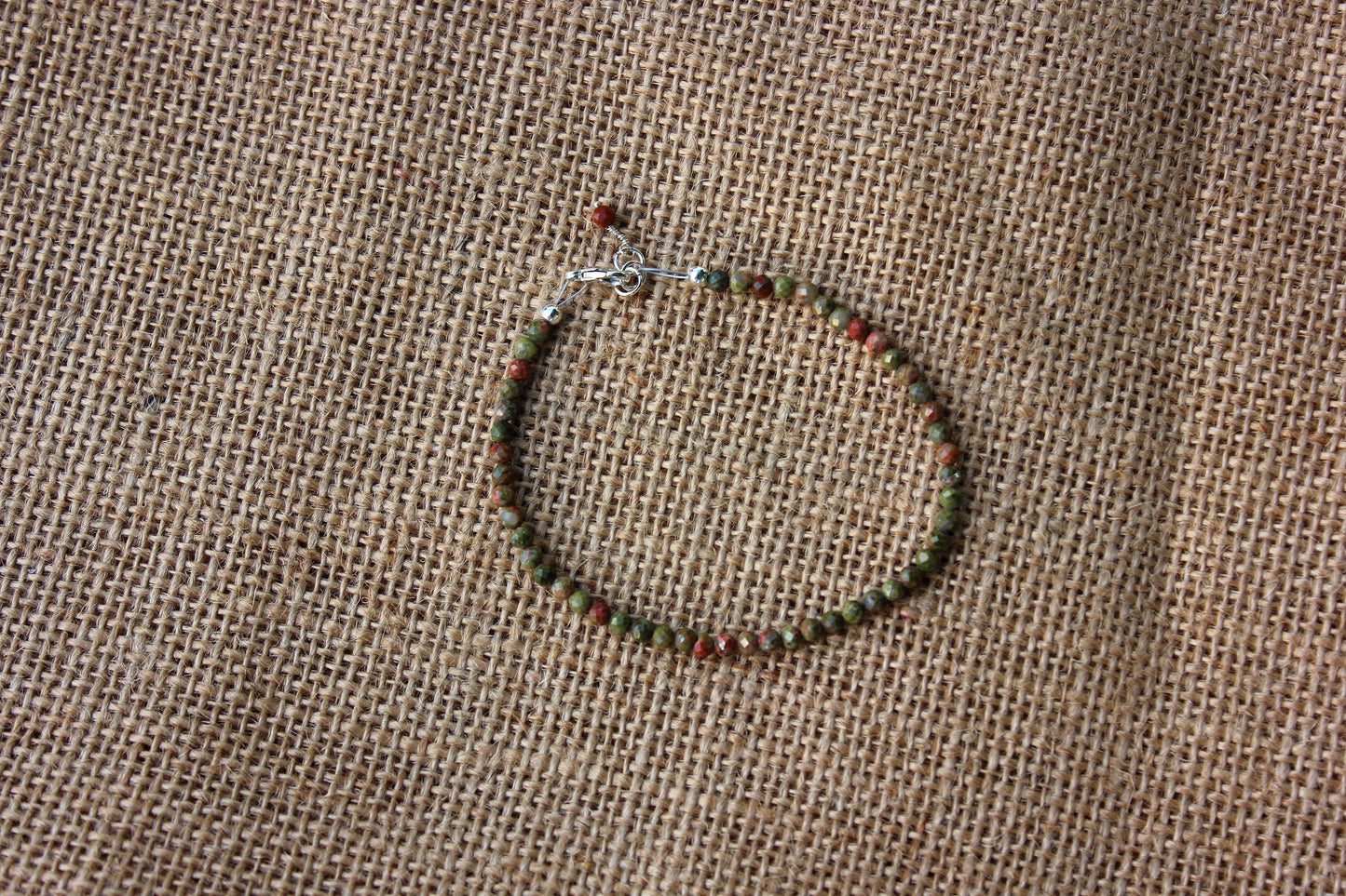 Unakite faceted bracelet (3mm)