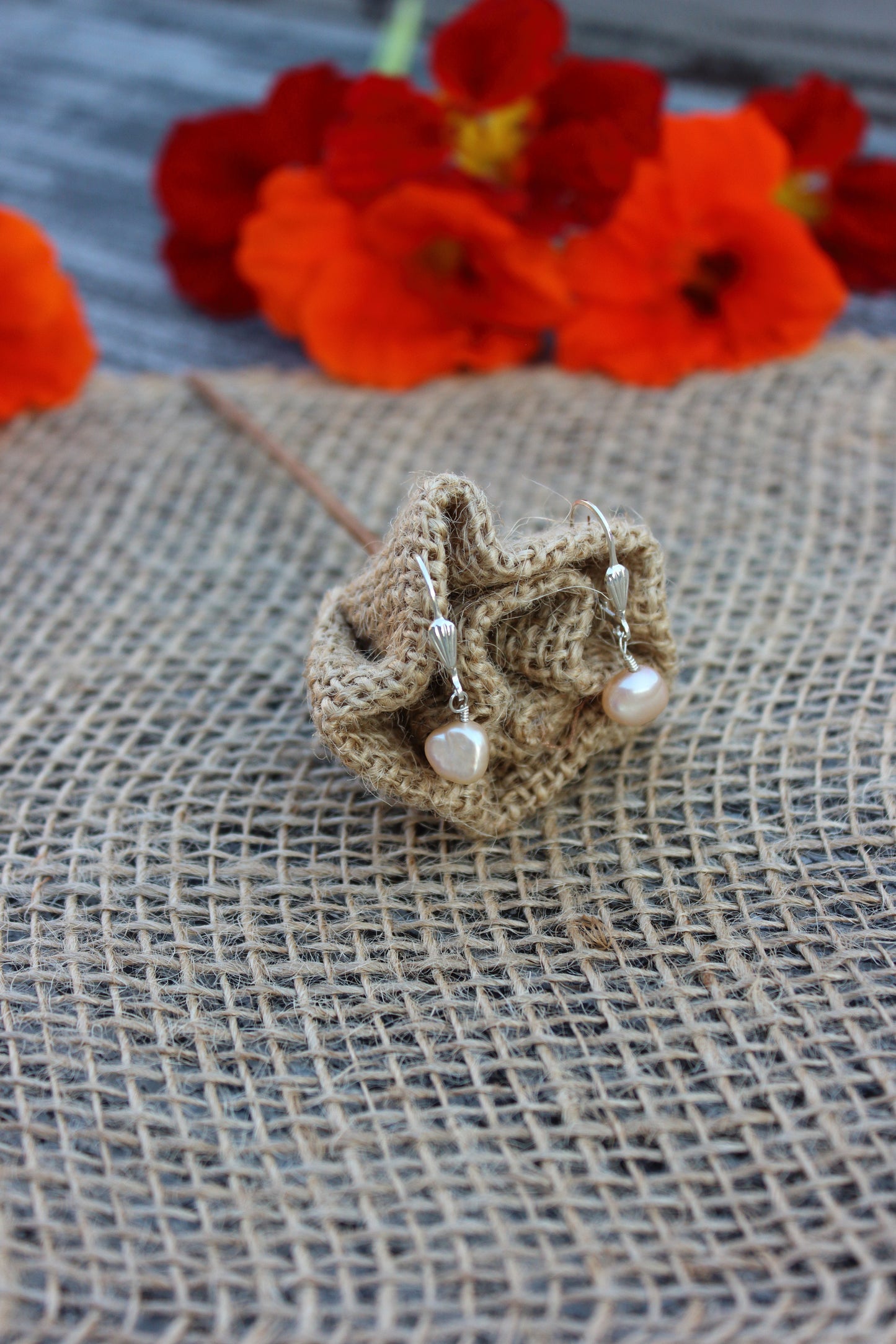 Pearl leverback earrings