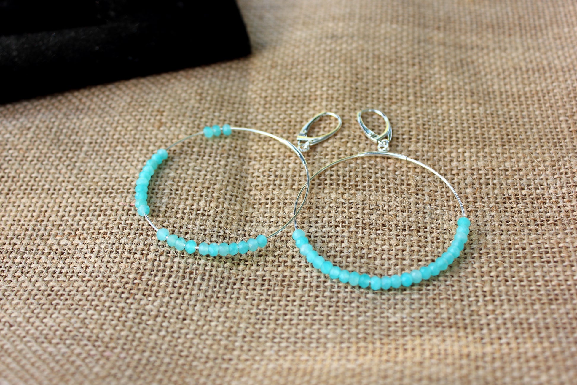 Amazonite Large Hoop Earrings