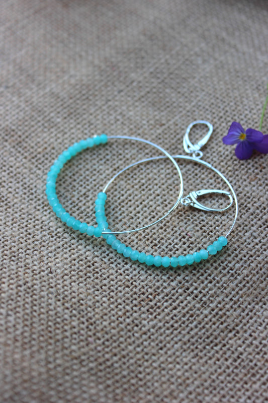 Amazonite Large Hoop Earrings