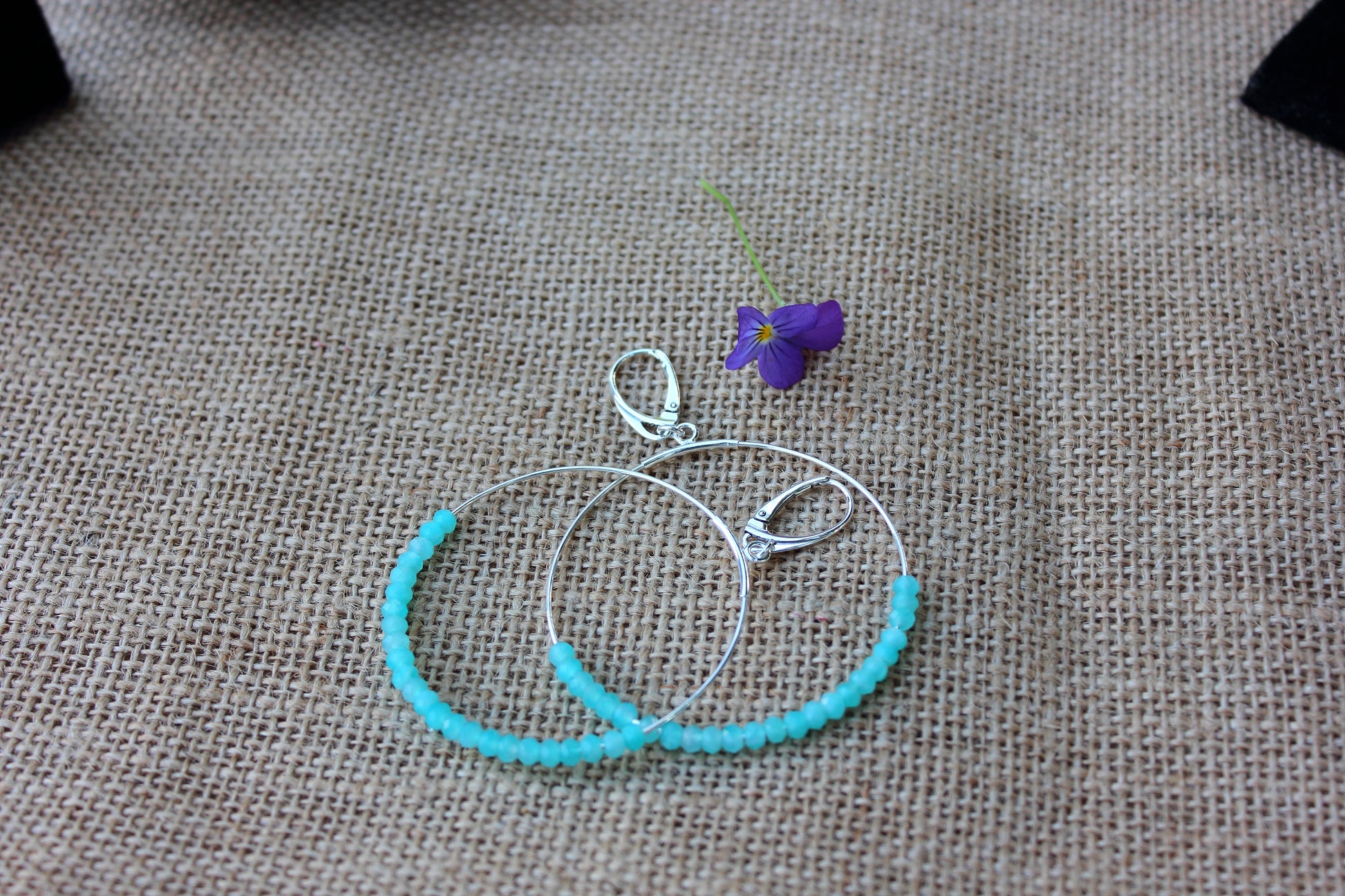 Amazonite Large Hoop Earrings