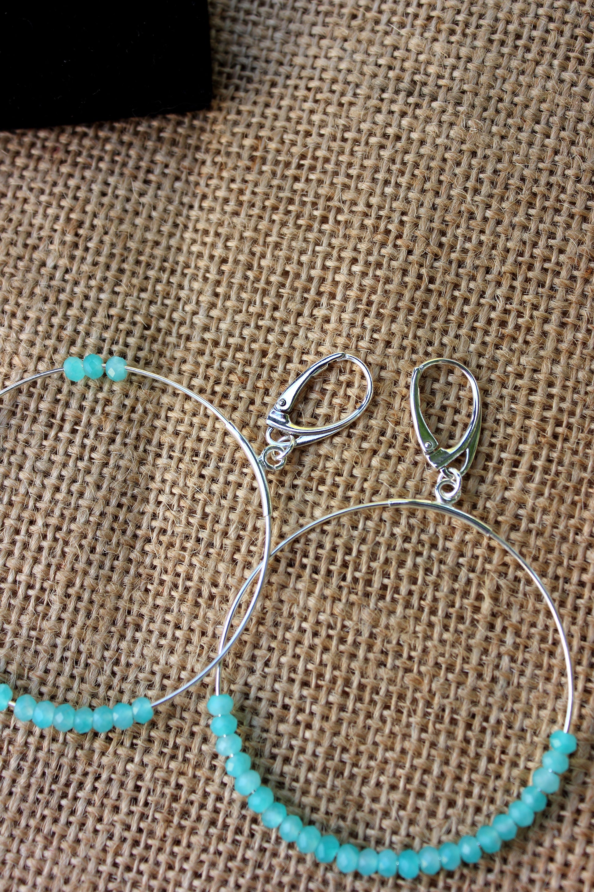 Amazonite Large Hoop Earrings