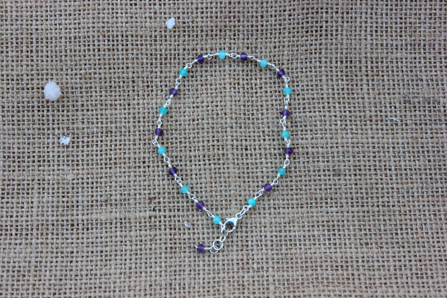 Amethyst and Amazonite Rosary Chain Bracelet