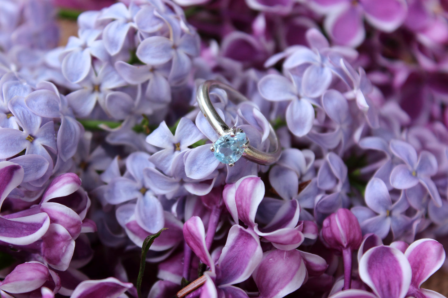 Blue Topaz Pear Cut Silver Ring