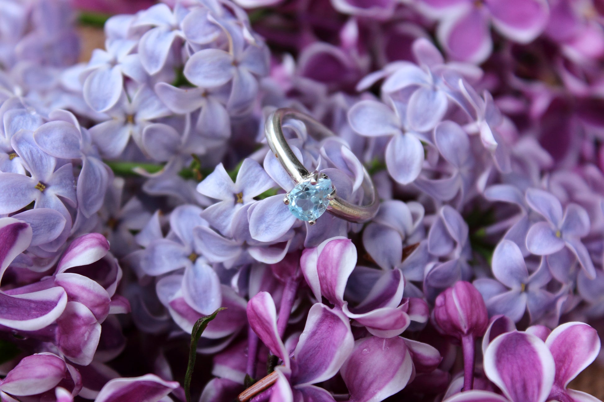 Blue Topaz Pear Cut Silver Ring