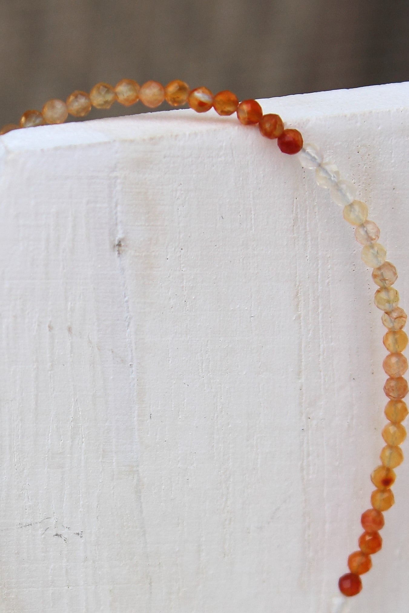 Carnelian shaded faceted micro beaded bracelet