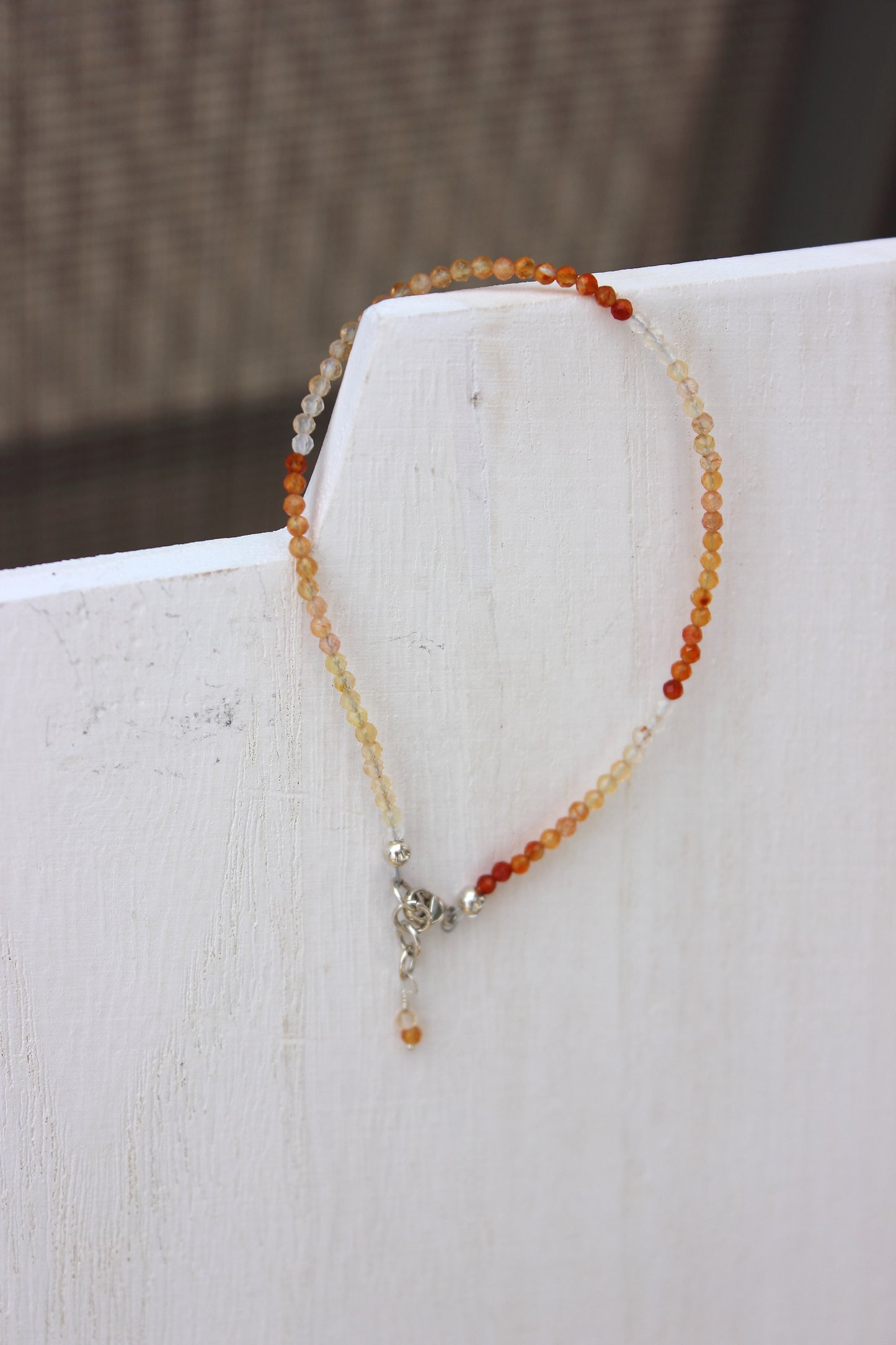 Carnelian shaded faceted micro beaded bracelet