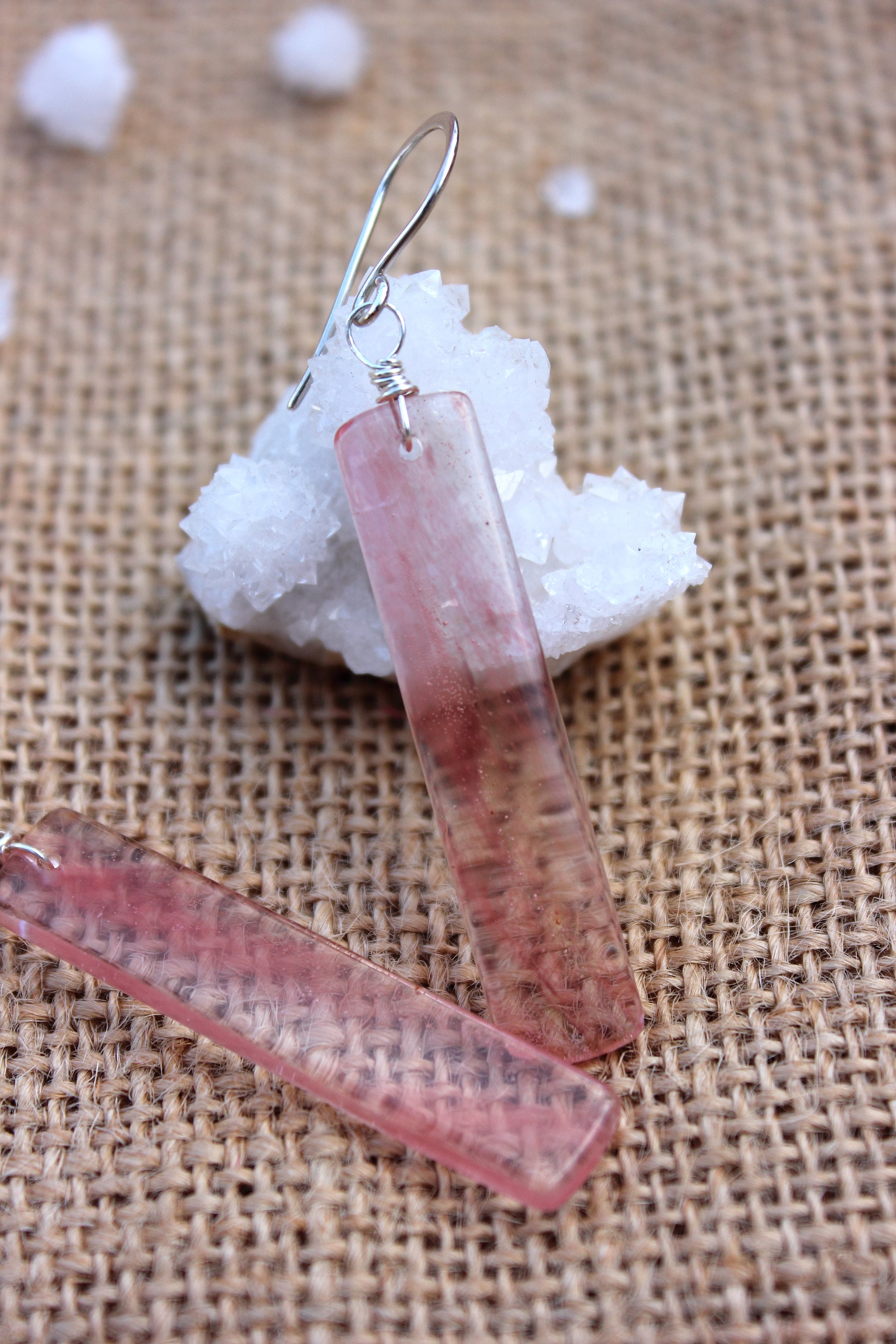 Cherry Quartz Rectangle Earrings