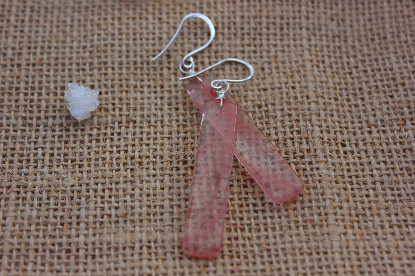 Cherry Quartz Rectangle Earrings