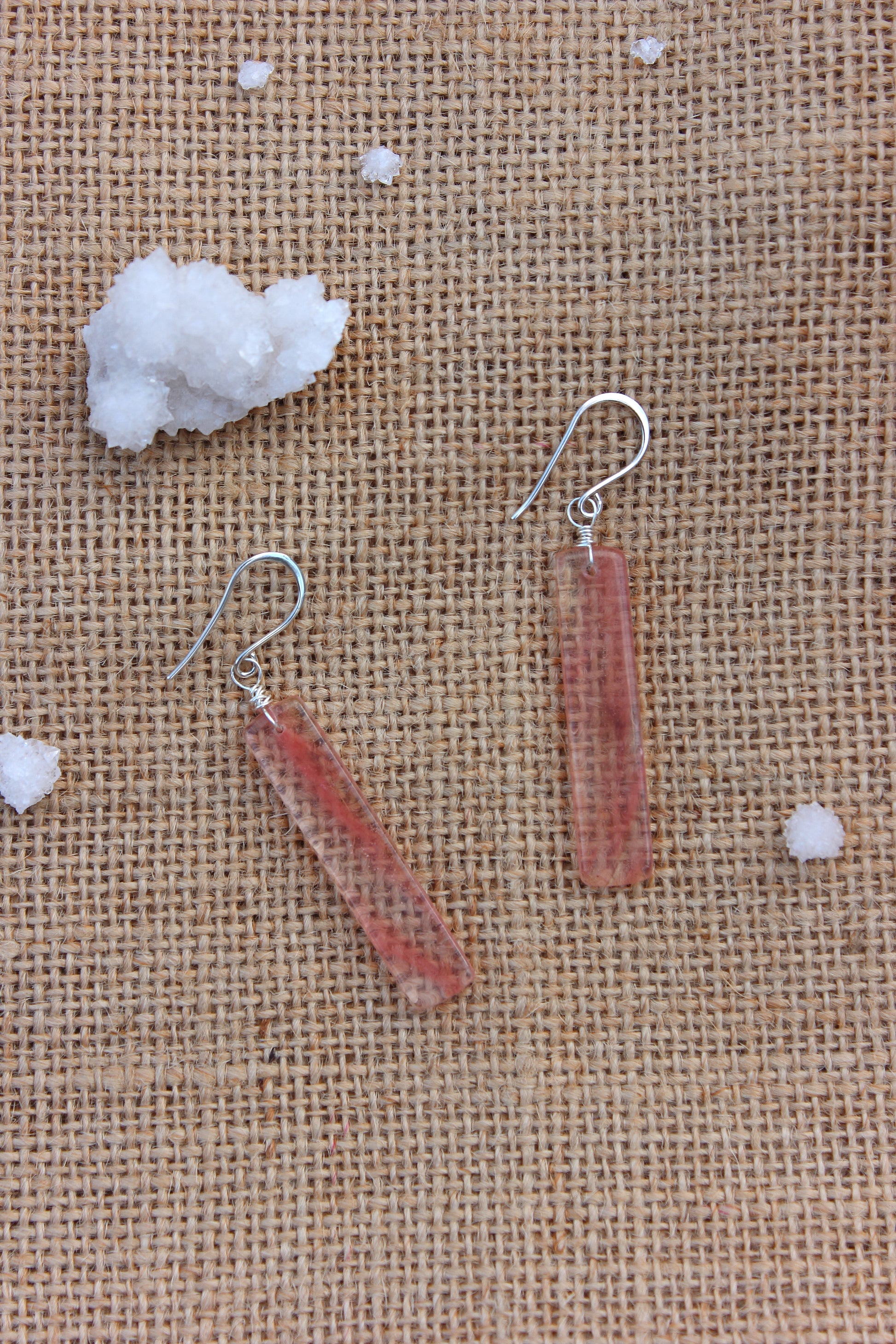 Cherry Quartz Rectangle Earrings