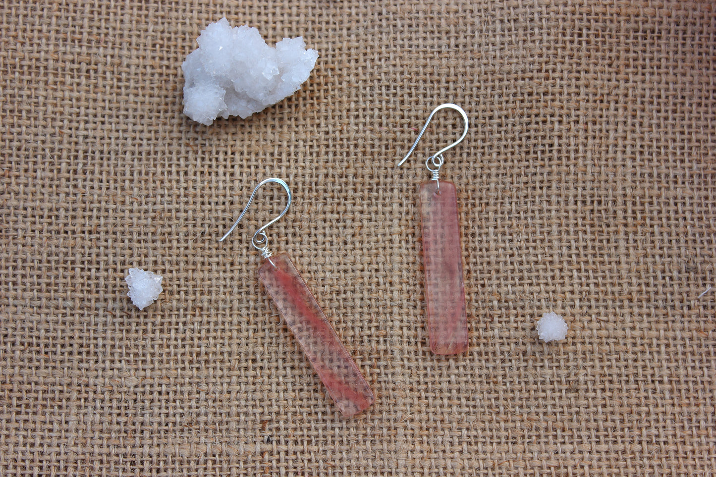 Cherry Quartz Rectangle Earrings