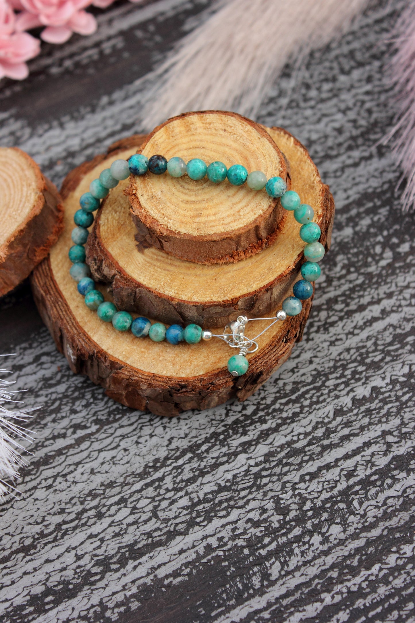 Chrysocolla in Quartz Bracelet