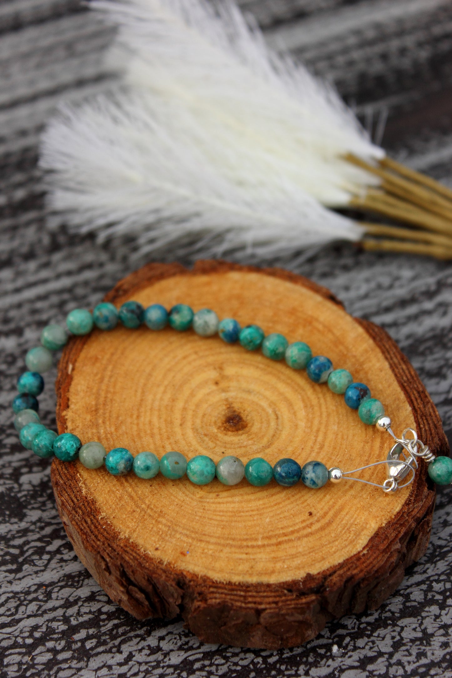 Chrysocolla in Quartz Bracelet