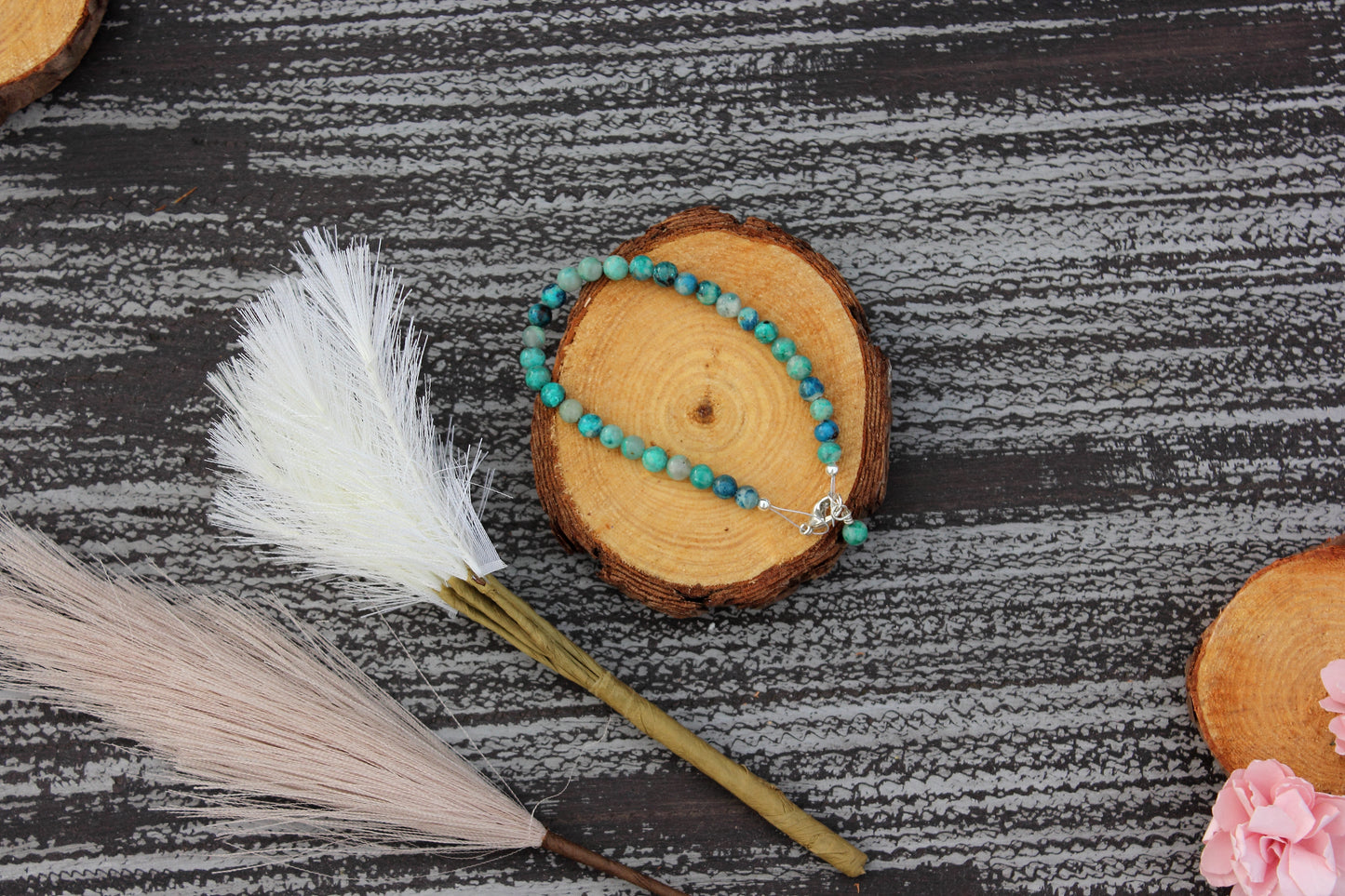 Chrysocolla in Quartz Bracelet