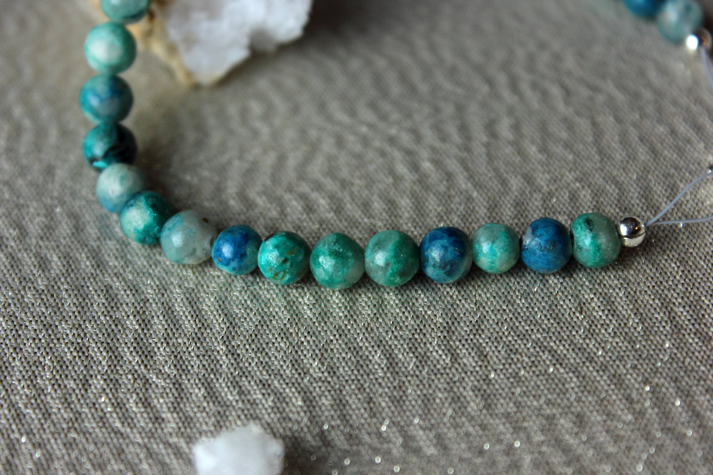 Chrysocolla in Quartz Bracelet