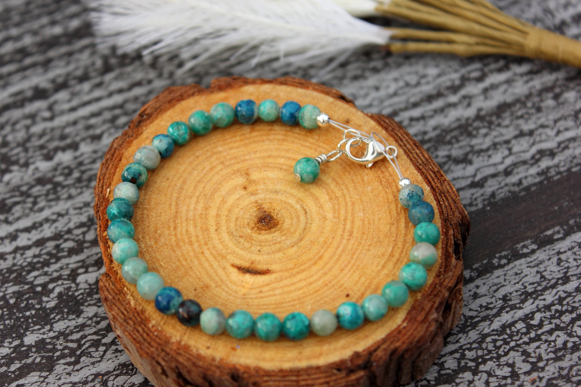 Chrysocolla in Quartz Bracelet