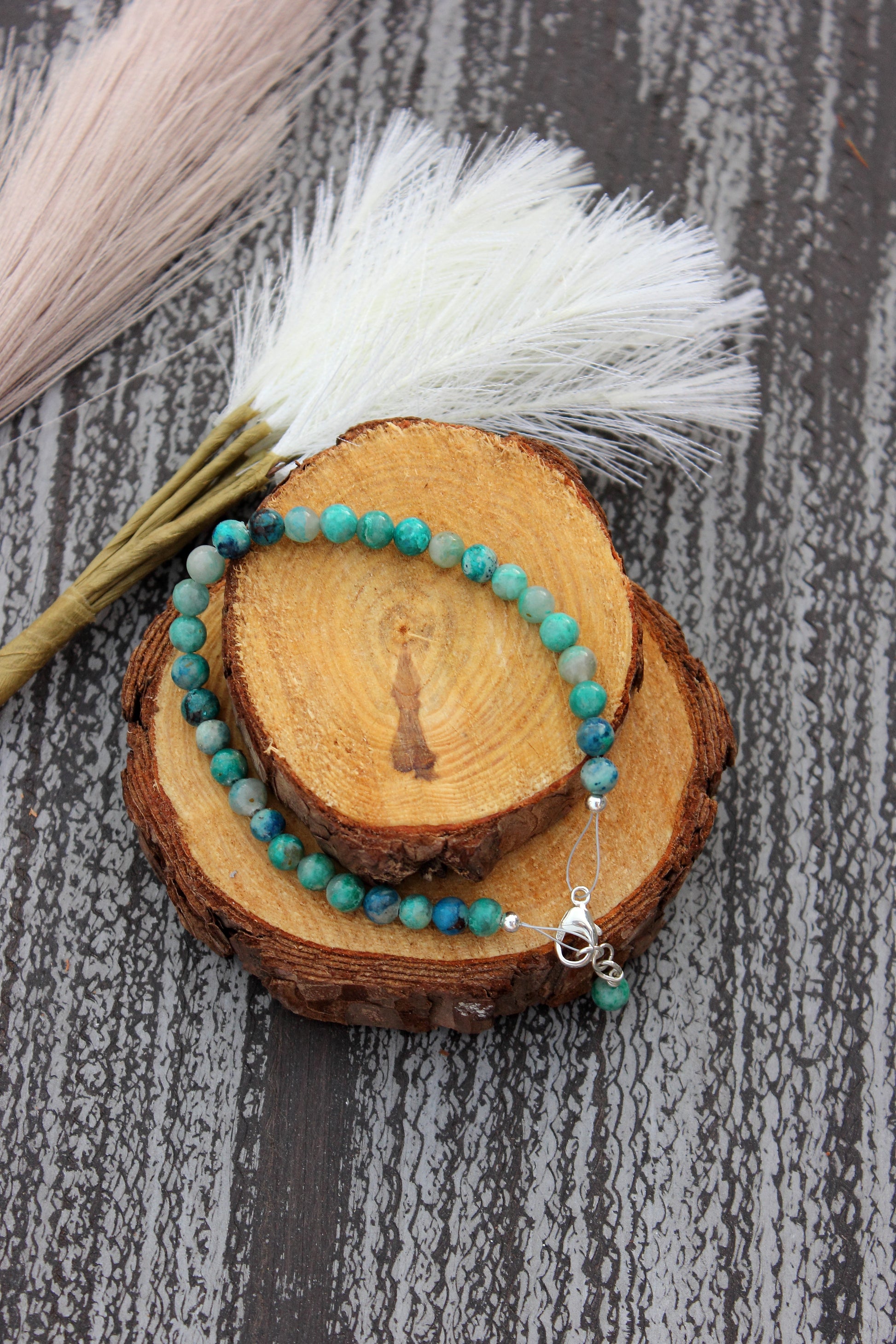 Chrysocolla in Quartz Bracelet