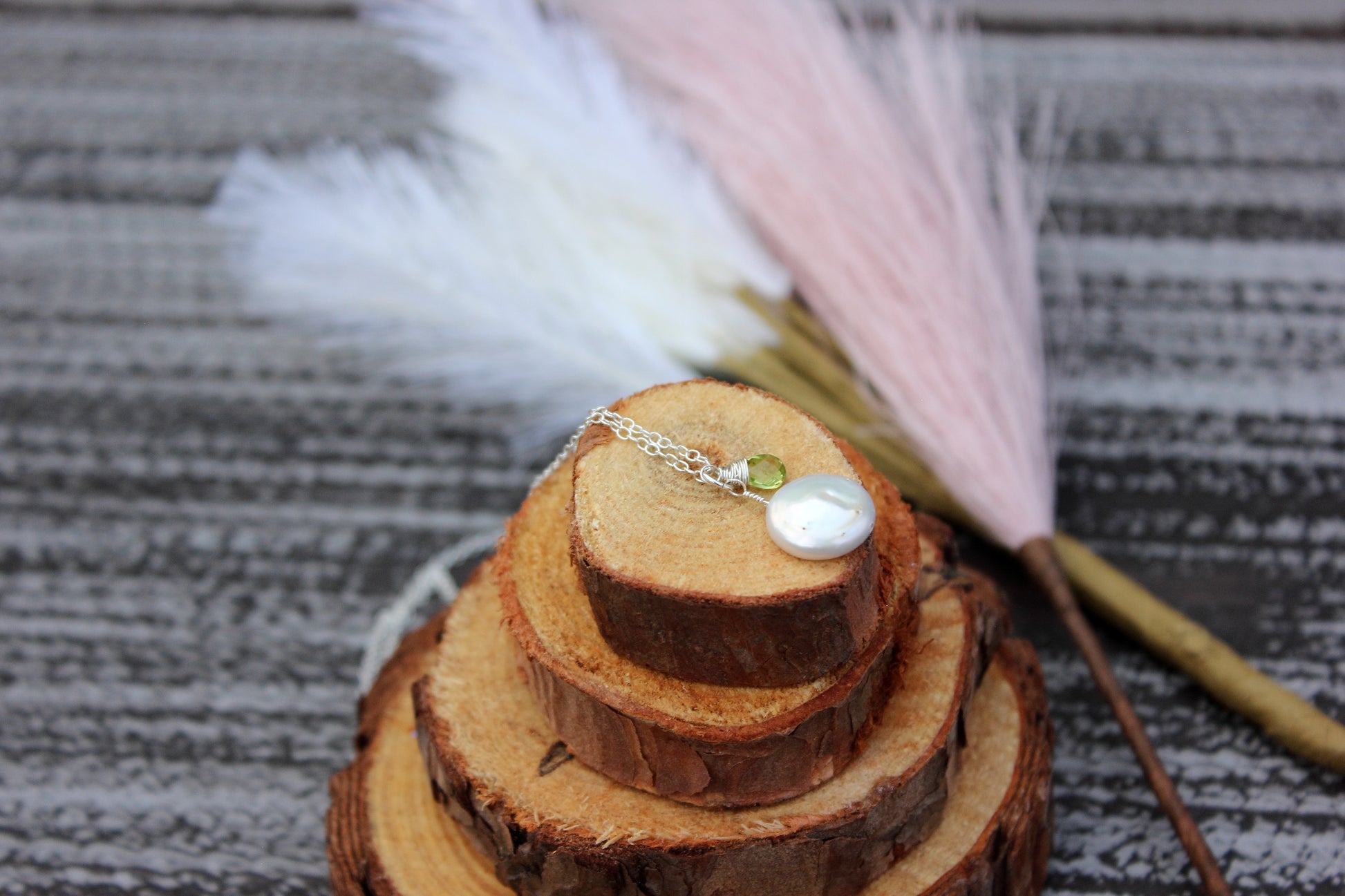 Coin pearl and peridot briolette necklace