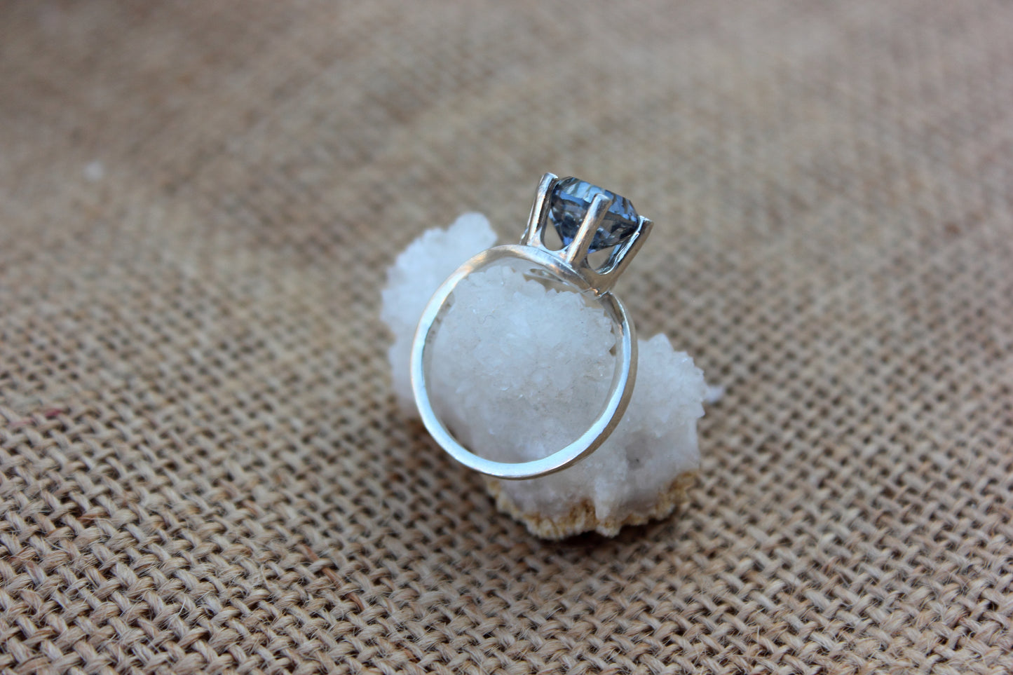 Concave Cut Blue Quartz Ring