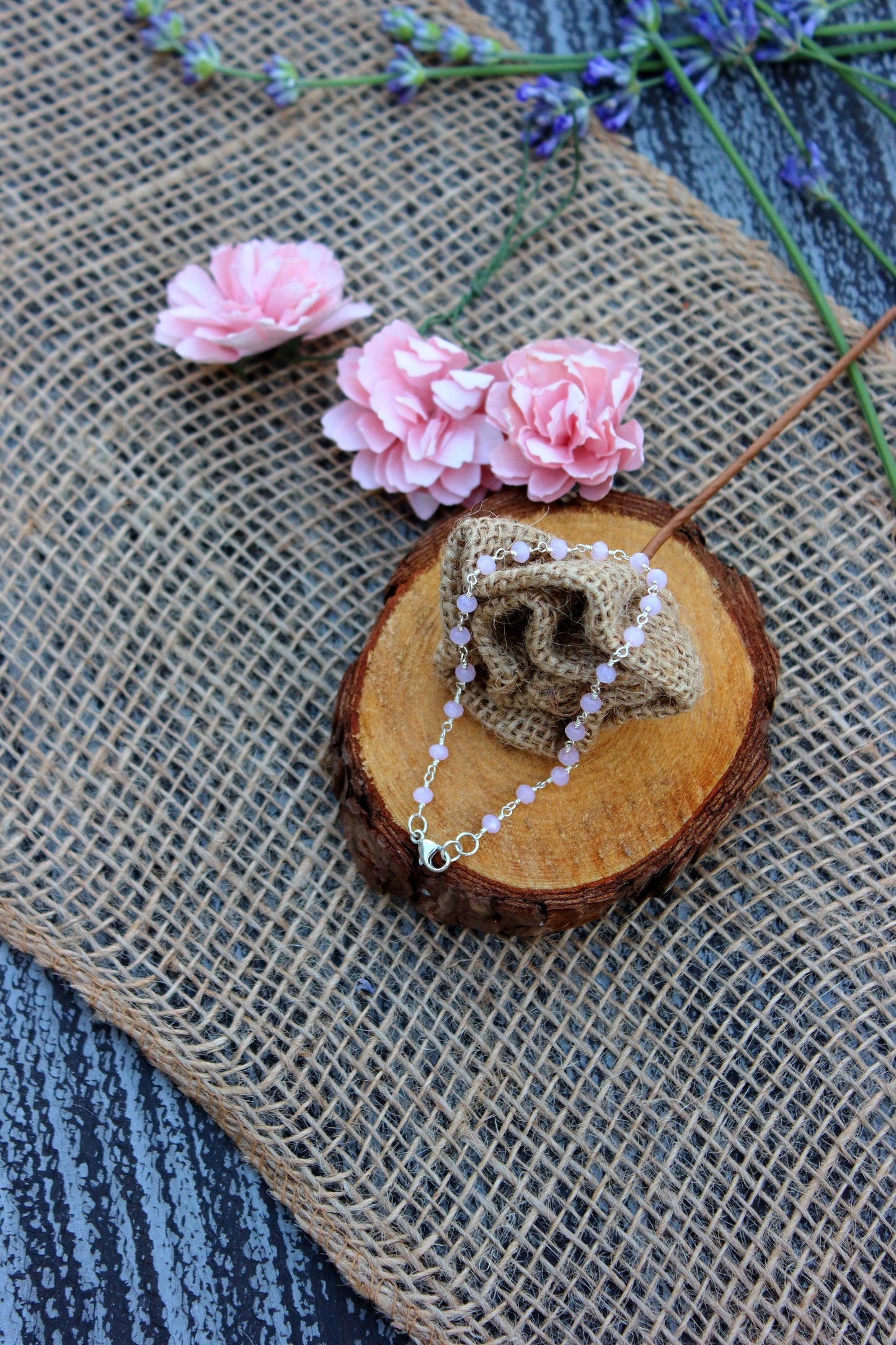 Rose quartz rosary chain