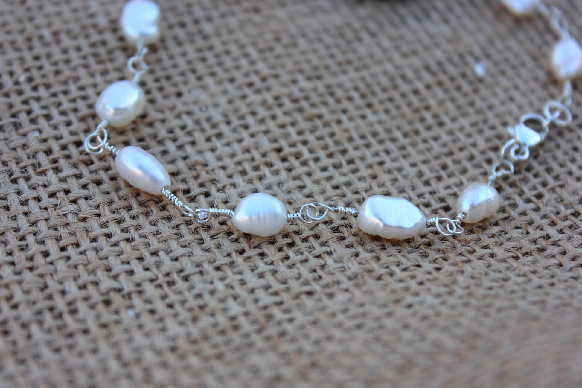 Pearl and Turquoise Sterling Silver Bracelet