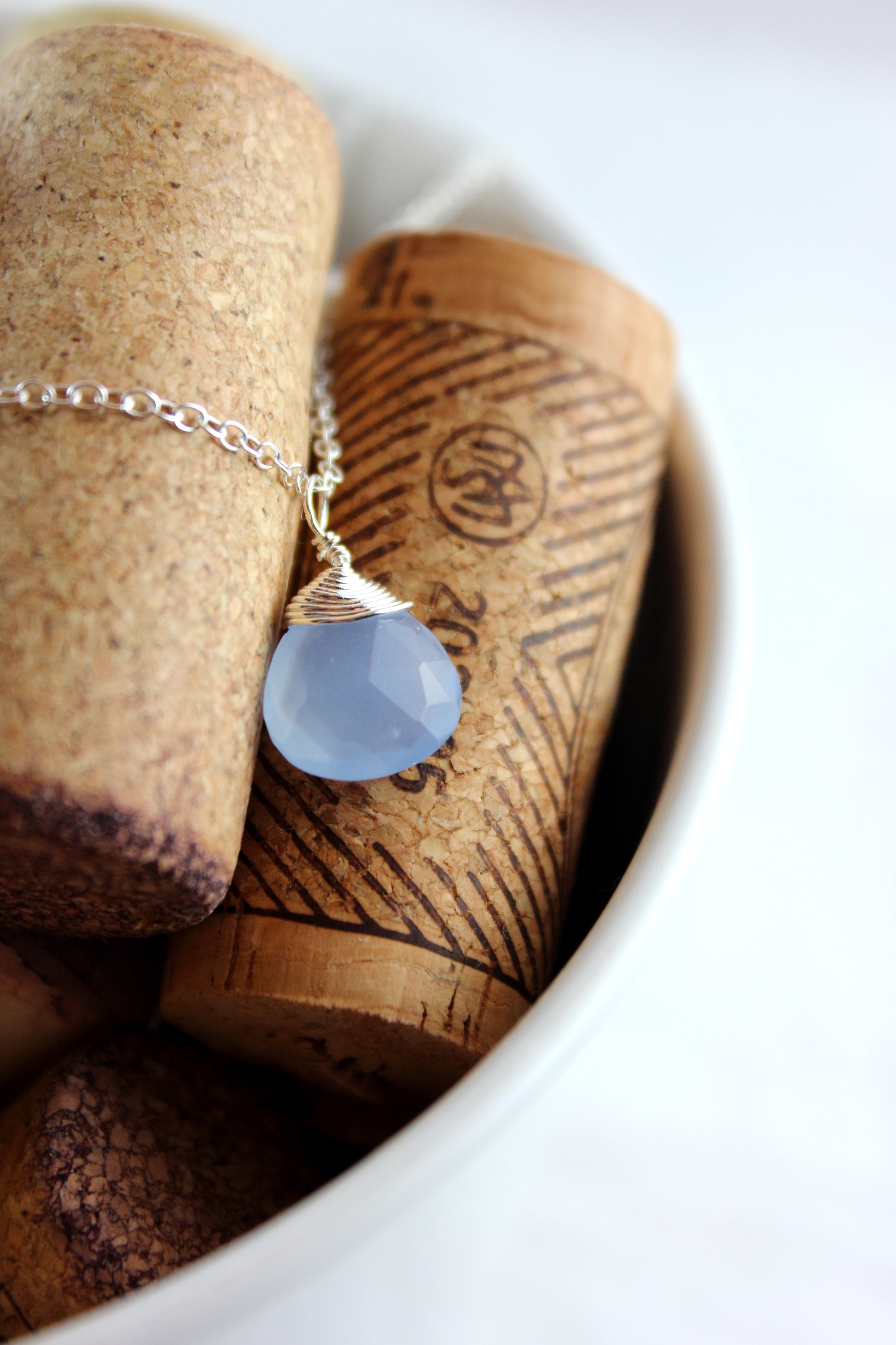 Light Blue Chalcedony Briolette Necklace