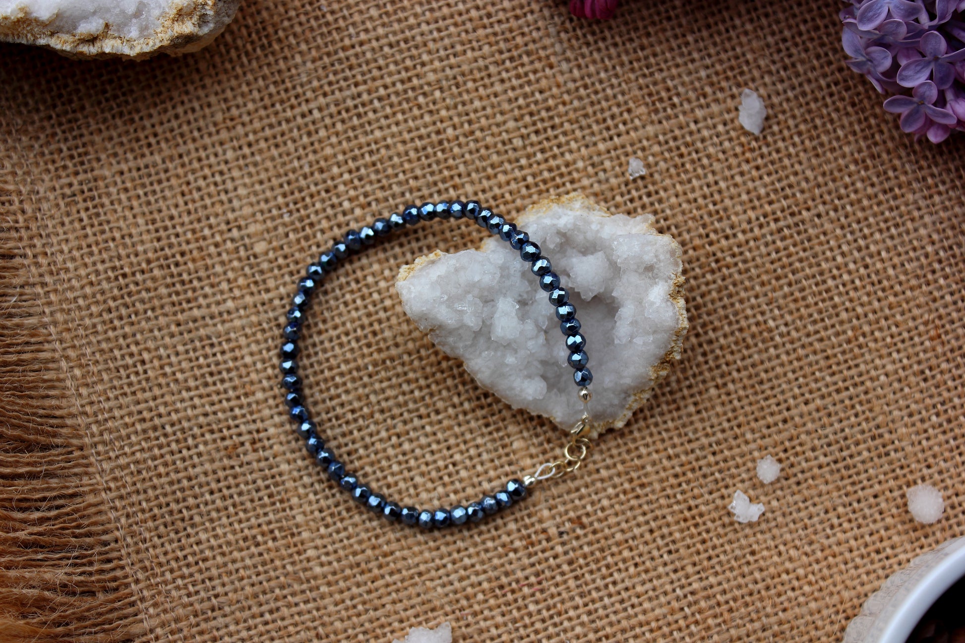 Blue Pyrite faceted bracelet