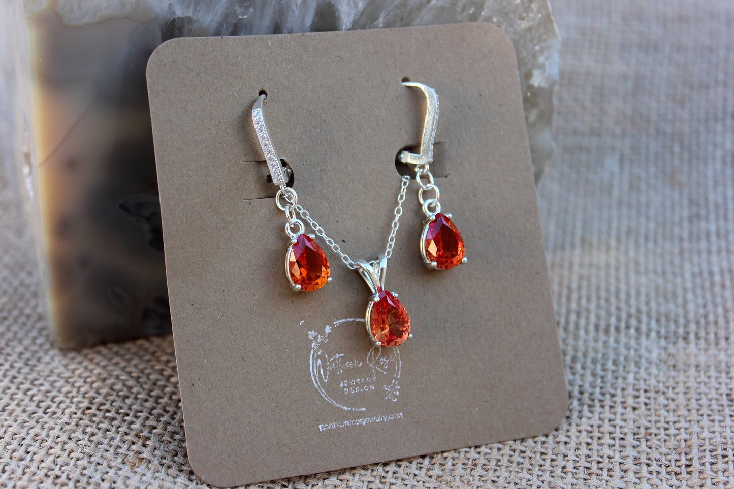 Padparadsha Sapphire Wedding Set