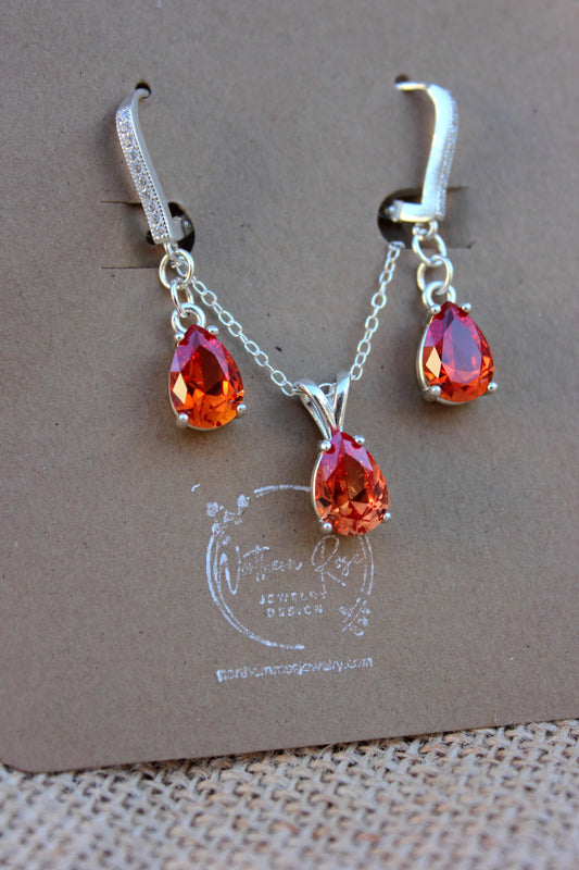 Padparadsha Sapphire Wedding Set