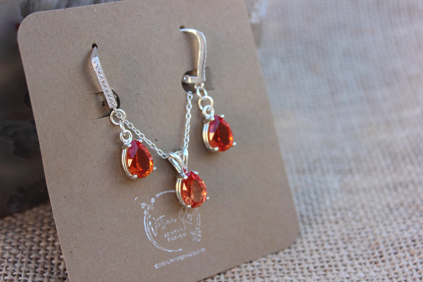 Padparadsha Sapphire Wedding Set