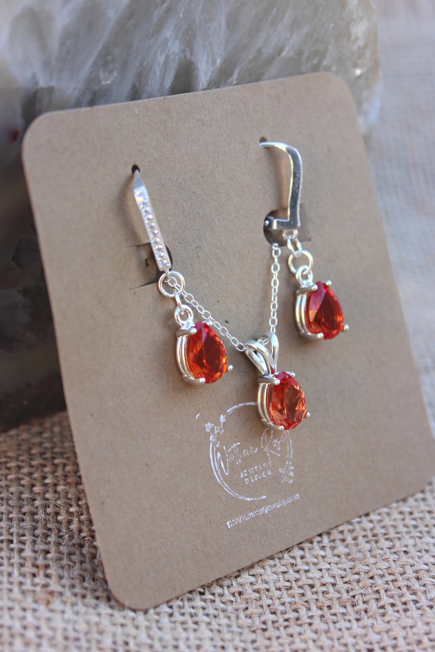 Padparadsha Sapphire Wedding Set