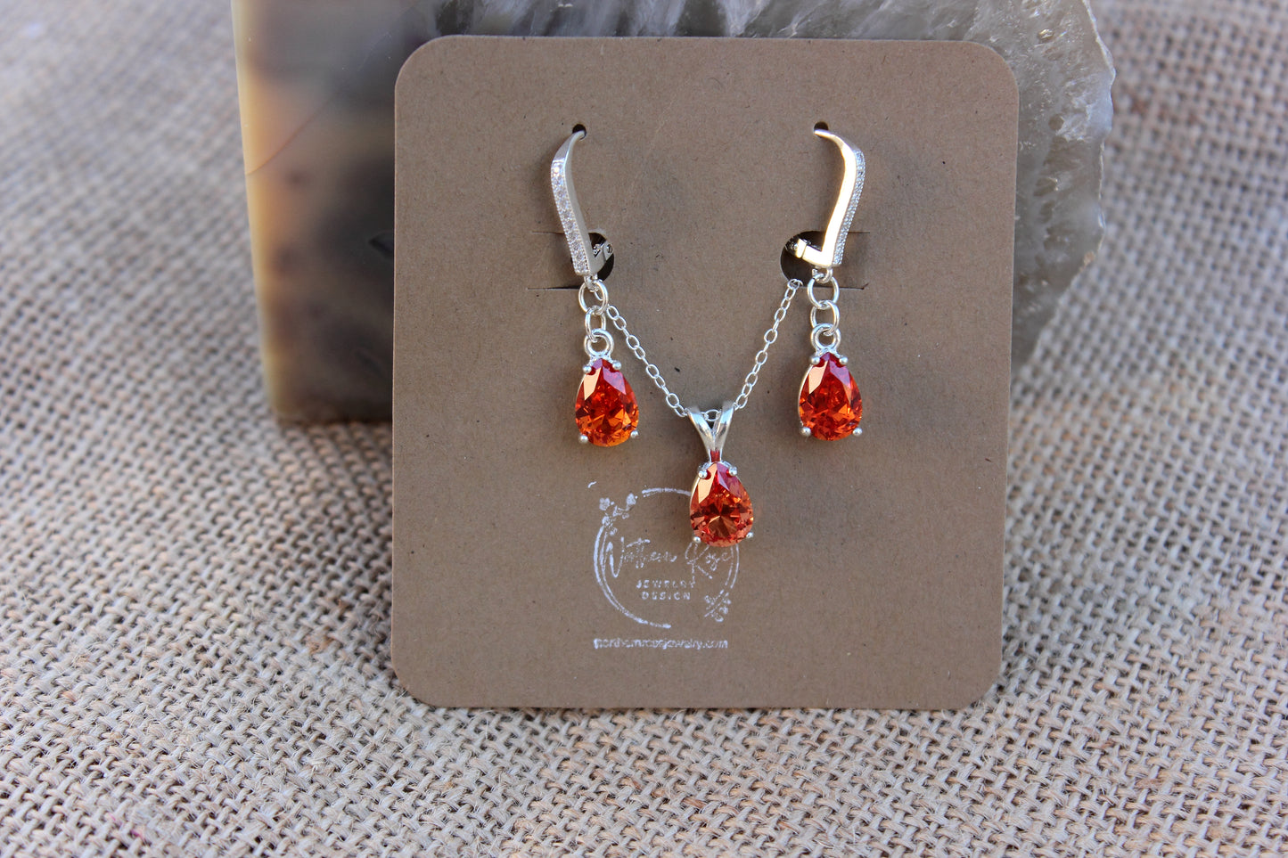 Padparadsha Sapphire Wedding Set
