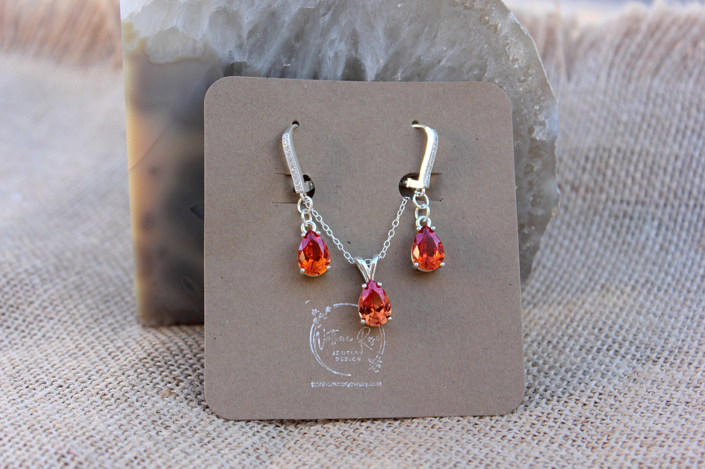 Padparadsha Sapphire Wedding Set