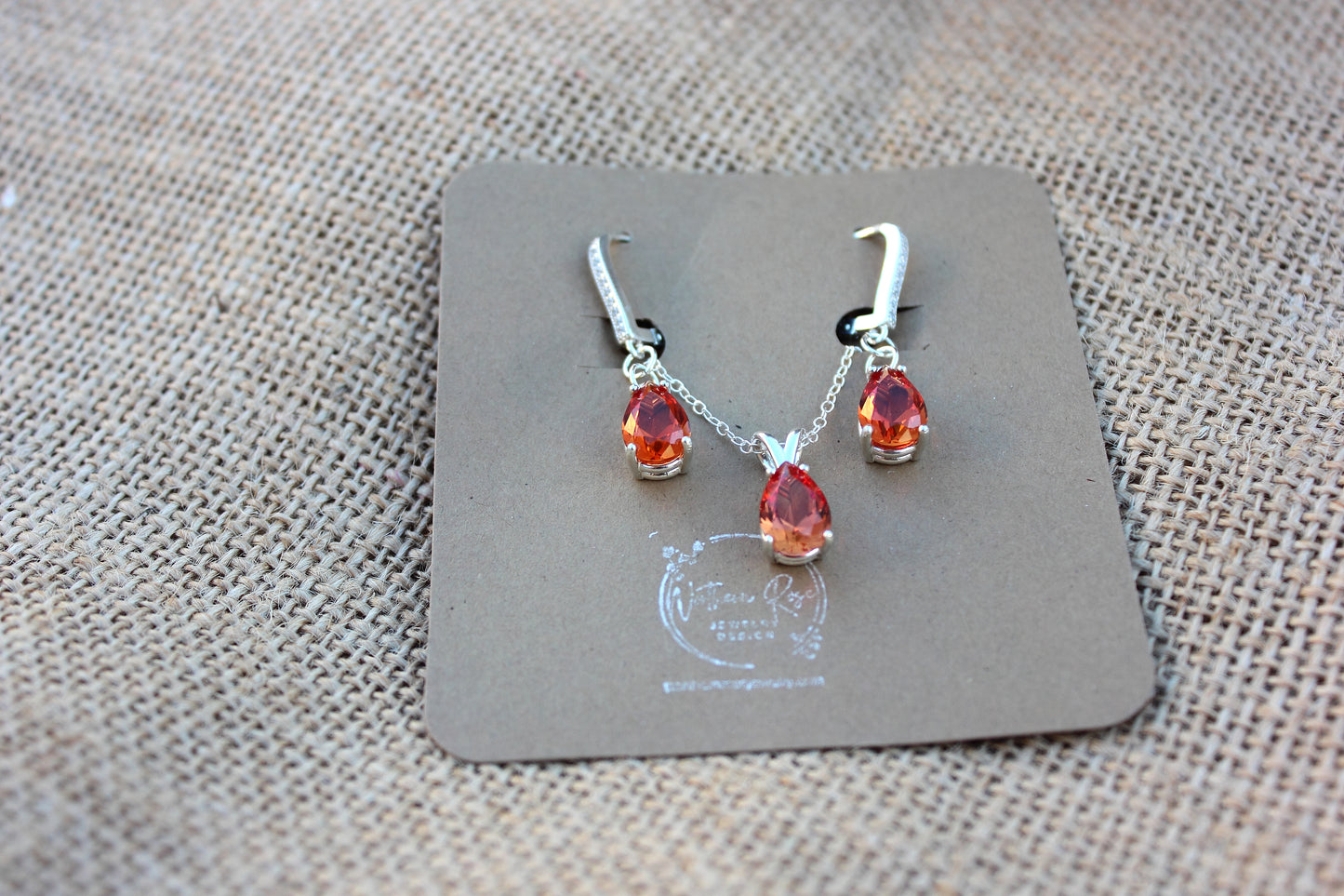 Padparadsha Sapphire Wedding Set