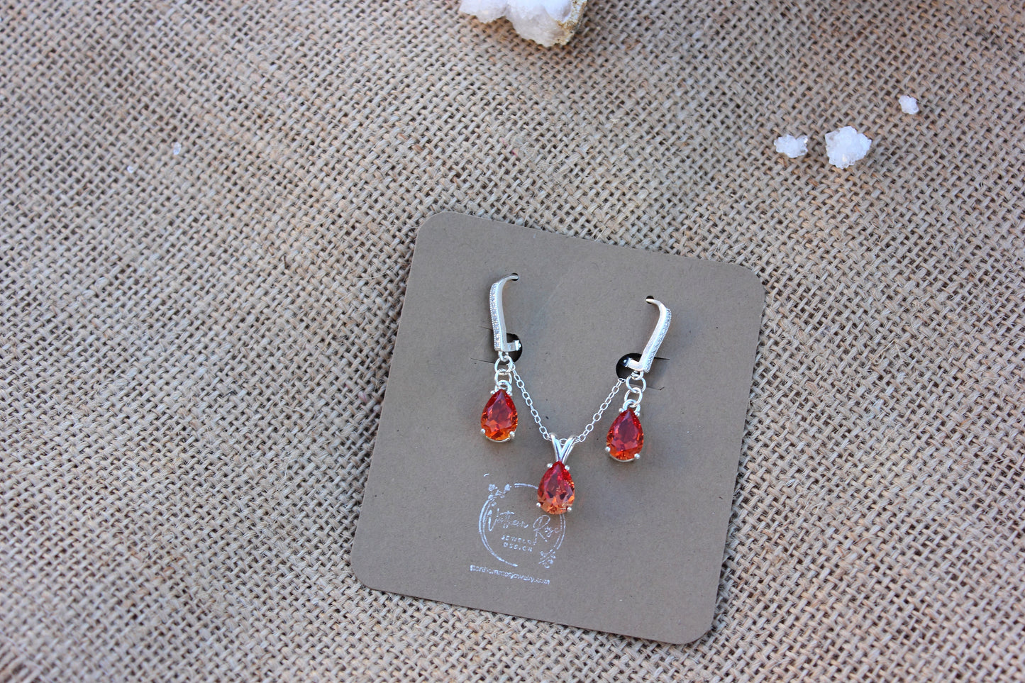 Padparadsha Sapphire Wedding Set