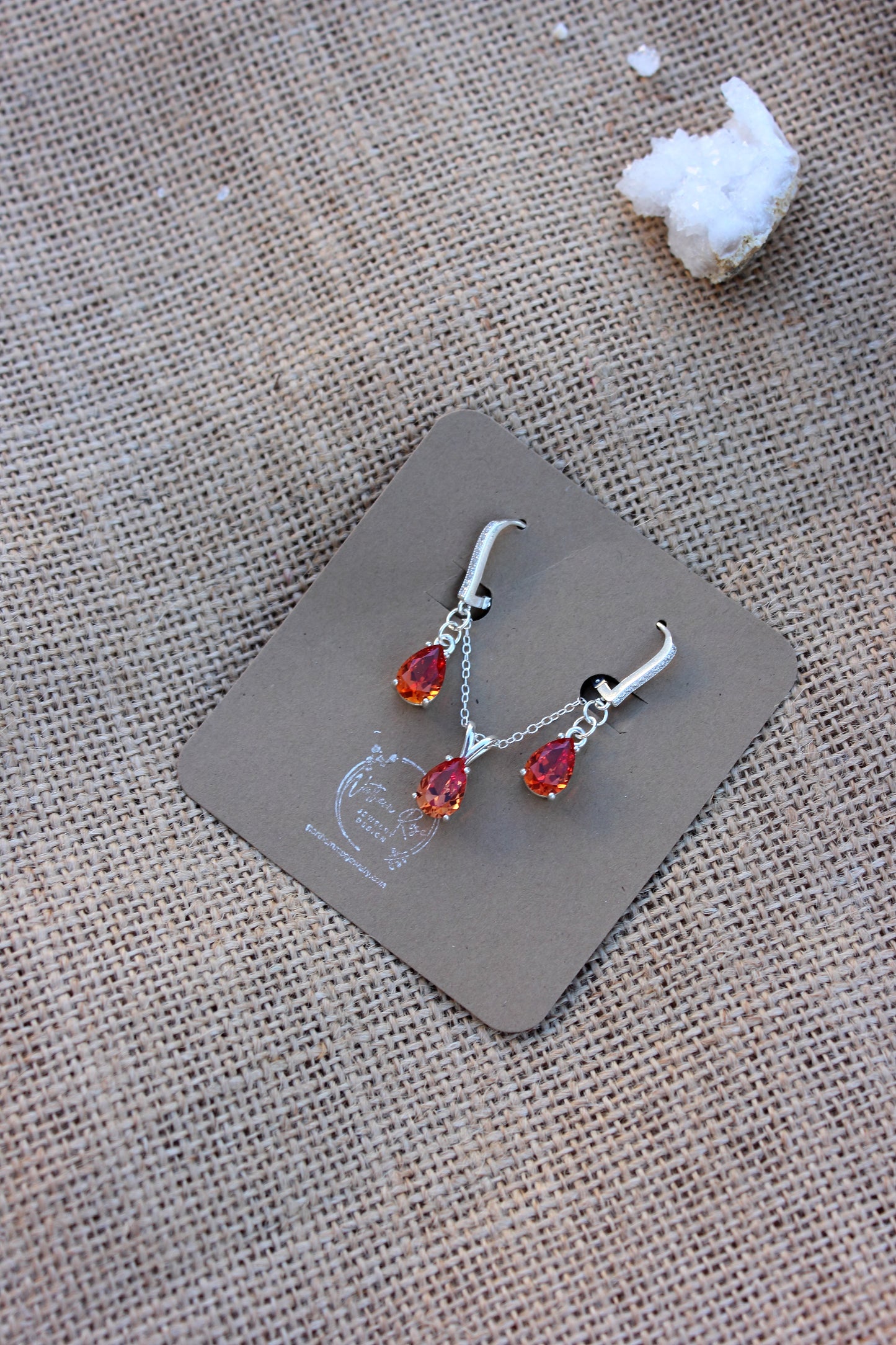 Padparadsha Sapphire Wedding Set