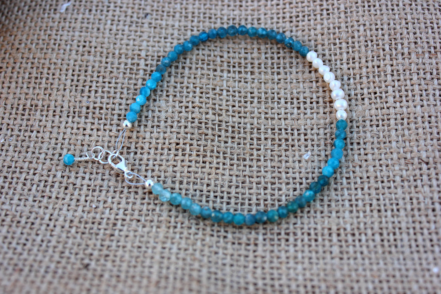 Neon Apatite and Pearl Bracelet