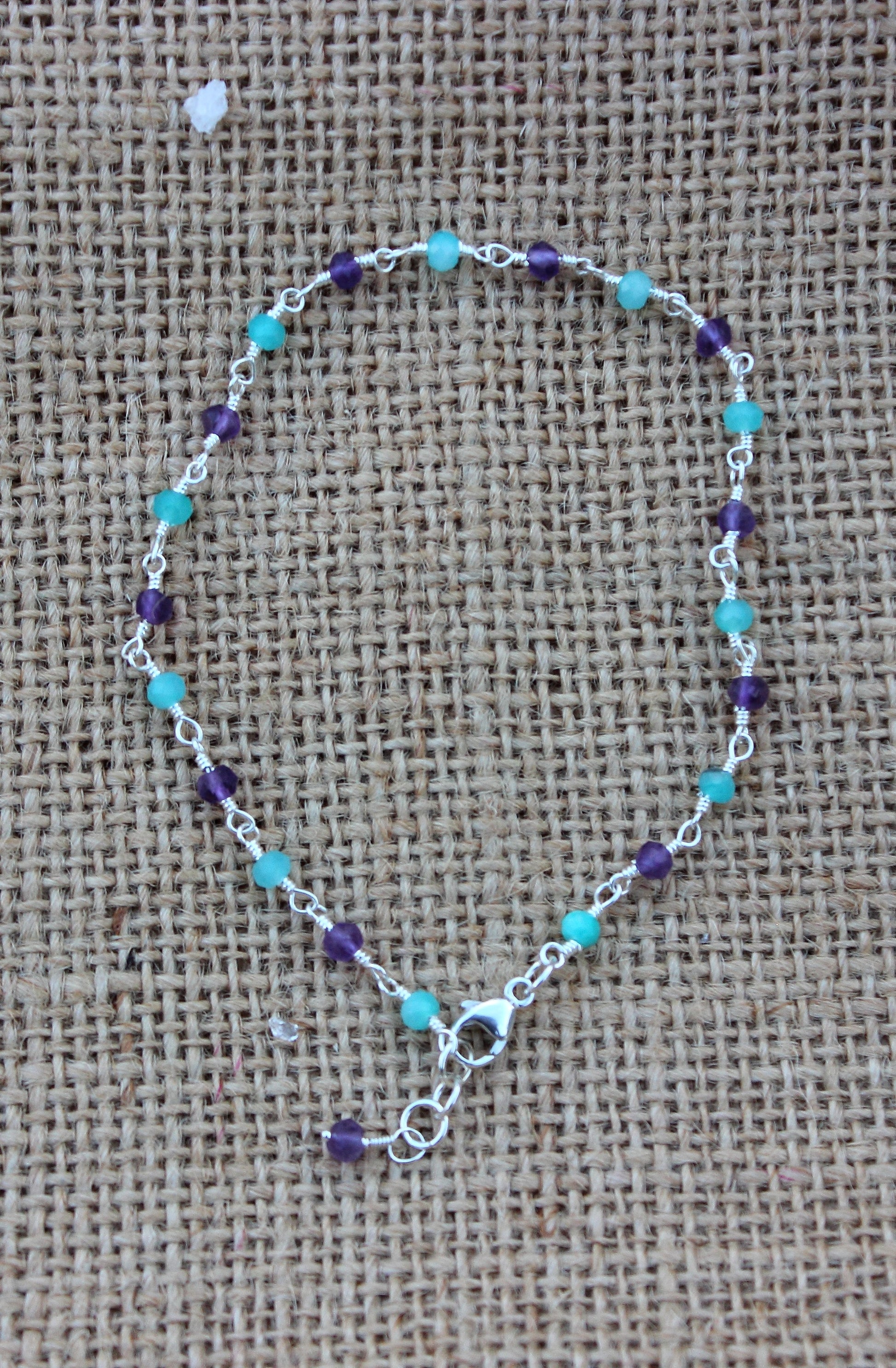 Amethyst and Amazonite Rosary Chain Bracelet