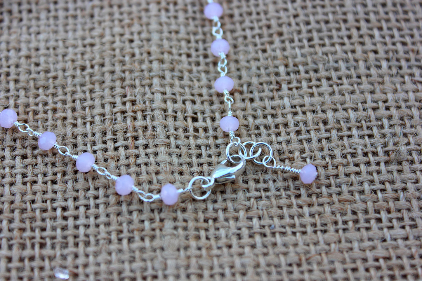 Rose Quartz Rosary Chain Bracelet