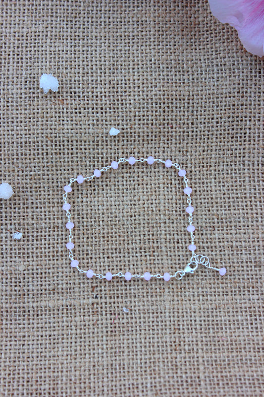 Rose Quartz Rosary Chain Bracelet