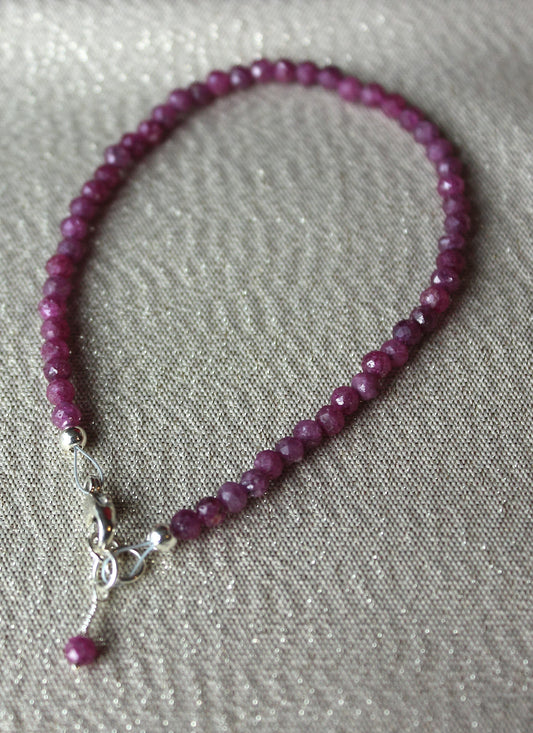 Ruby faceted bracelet