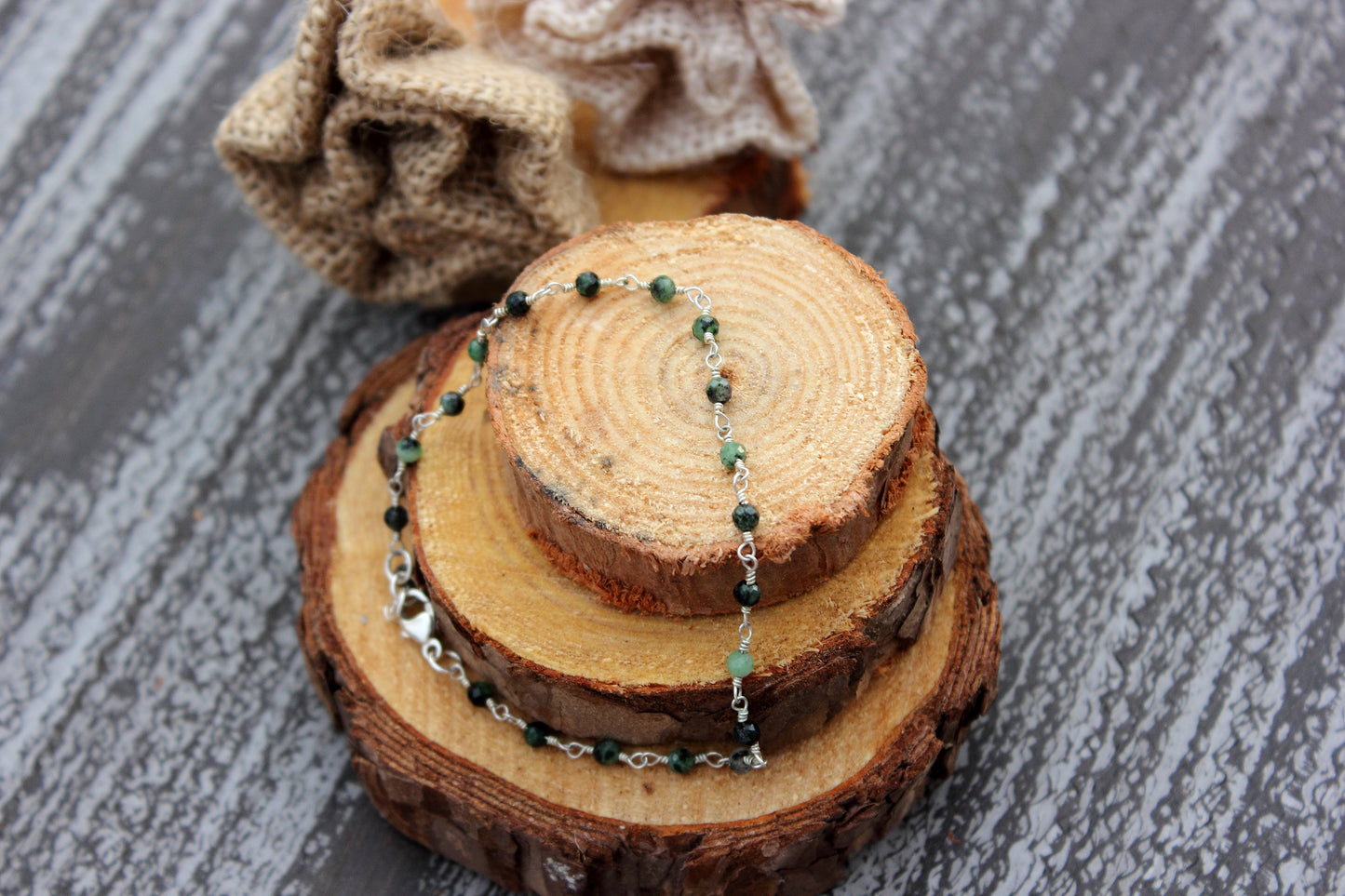 Ruby in Zoisite Rosary Chain Bracelet
