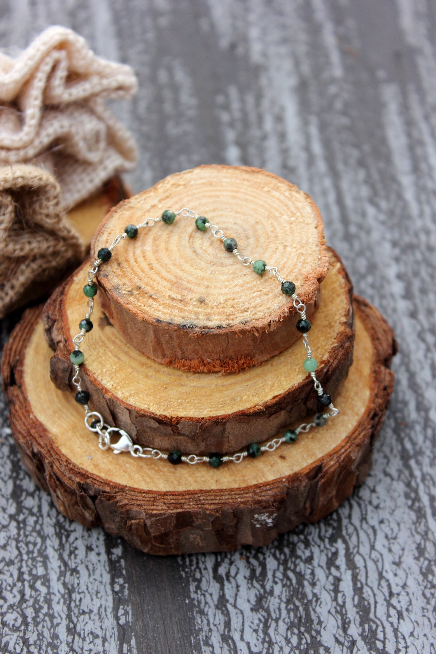 Ruby in Zoisite Rosary Chain Bracelet