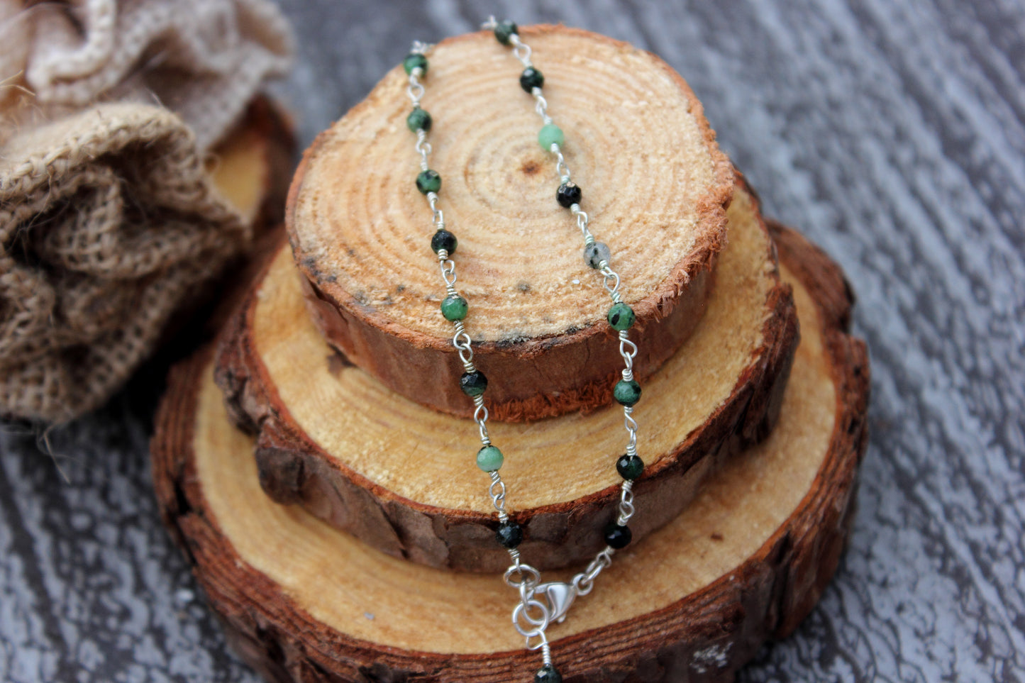Ruby in Zoisite Rosary Chain Bracelet